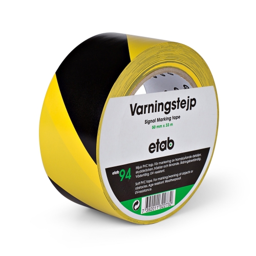 Tejp Varnings Gul/Svart 50 mm x 33 met tjocklek 0,12mm i gruppen Fastighet & verkstad / Fastighet och verkstad / Tejp hos VISAB i Skandinavien AB (35290)
