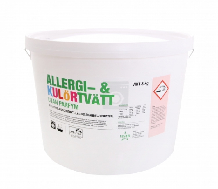 Tvättmedel allergi- och kulörtvätt utan parfym, hink 8 kg i gruppen Städ och rengöring / Tvätt- och sköljmedel hos VISAB i Skandinavien AB (1854)