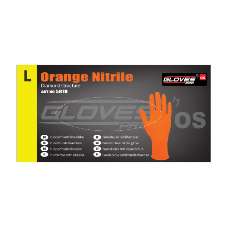 Handske nitril orange powder free storlek 9 i gruppen Städ och rengöring / Städredskap / Engångshandskar hos VISAB i Skandinavien AB (5870-L)