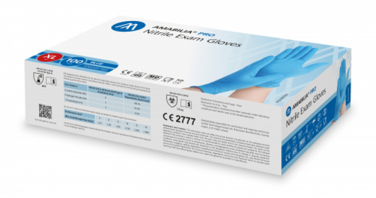 Amabilia Pro Nitrile Exam Glove Blue XL 100 pcs - 10 fp/kart i gruppen Säkerhet och skydd / Skyddsutrustning / Engångshandskar hos VISAB i Skandinavien AB (PGL101025)