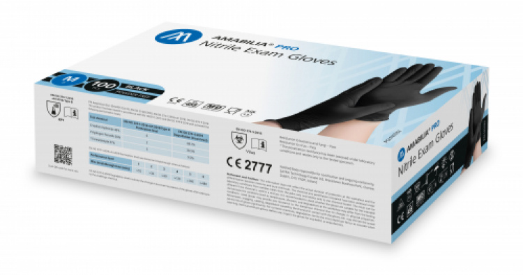 Amabilia Nitrile Exam Glove Black Medium 100 pcs - 10 fp/kart i gruppen S�kerhet och skydd / Skyddsutrustning / Eng�ngshandskar hos VISAB i Skandinavien AB (PGL101033)