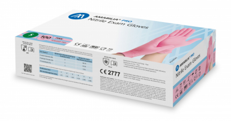 Amabilia Pro Nitrile Exam Glove Pink Small 100 pcs - 10 fp/kart i gruppen S�kerhet och skydd / Skyddsutrustning / Eng�ngshandskar hos VISAB i Skandinavien AB (PGL101042)