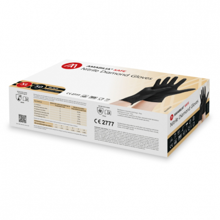 Amabilia Nitrile Diamond Glove Black XL 50 pcs - 10 fp/kart i gruppen Säkerhet och skydd / Skyddsutrustning / Engångshandskar hos VISAB i Skandinavien AB (PGL105035)