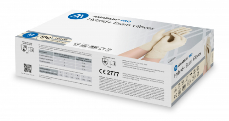 Amabilia Pro Hybrid+ Exam Glove Yellow Medium 100 pcs - 10 fp/kart i gruppen Säkerhet och skydd / Skyddsutrustning / Engångshandskar hos VISAB i Skandinavien AB (PGL202053)