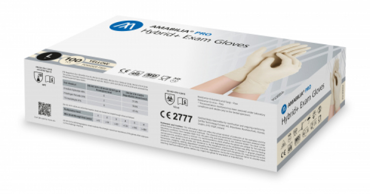 Amabilia Pro Hybrid+ Exam Glove Yellow Large 100 pcs - 10 fp/kart i gruppen Säkerhet och skydd / Skyddsutrustning / Engångshandskar hos VISAB i Skandinavien AB (PGL202054)